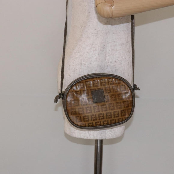 FENDI Zucchino Canvas Shoulder Bag PVC Brown Auth sw1321