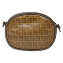 FENDI Zucchino Canvas Shoulder Bag PVC Brown Auth sw1321-3