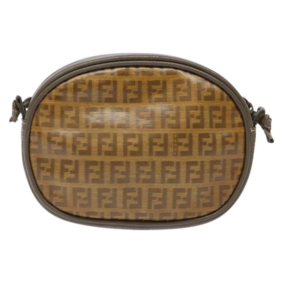FENDI Zucchino Canvas Shoulder Bag PVC Brown Auth sw1321