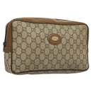 GUCCI GG Plus Supreme Clutch Bag PVC Beige Gold Auth sw1322-1