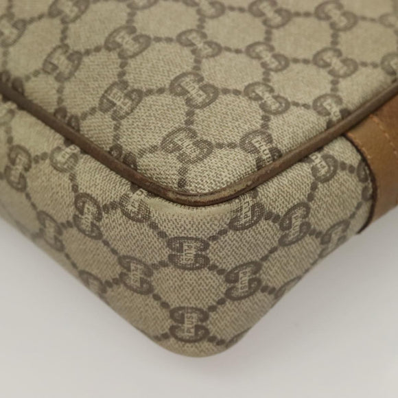 GUCCI GG Plus Supreme Clutch Bag PVC Beige Gold Auth sw1322