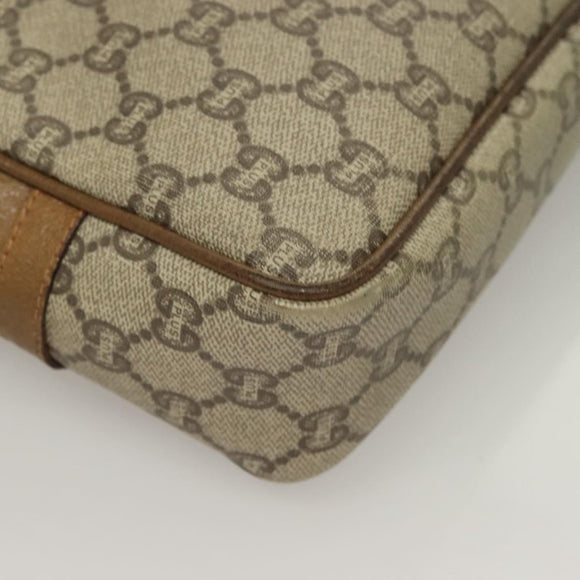 GUCCI GG Plus Supreme Clutch Bag PVC Beige Gold Auth sw1322