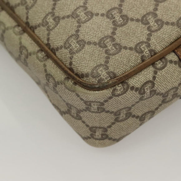 GUCCI GG Plus Supreme Clutch Bag PVC Beige Gold Auth sw1322