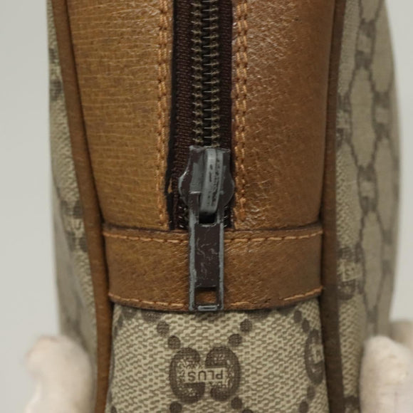 GUCCI GG Plus Supreme Clutch Bag PVC Beige Gold Auth sw1322