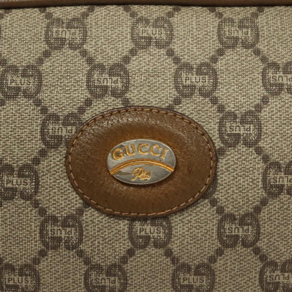 GUCCI GG Plus Supreme Clutch Bag PVC Beige Gold Auth sw1322