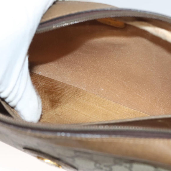 GUCCI GG Plus Supreme Clutch Bag PVC Beige Gold Auth sw1322