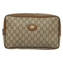 GUCCI GG Plus Supreme Clutch Bag PVC Beige Gold Auth sw1322-2