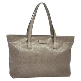 GUCCI GG Implementation Tote Bag PVC Beige Silver 211137 Auth sw1323