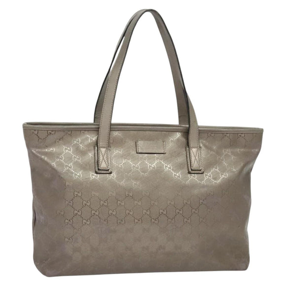 GUCCI GG Implementation Tote Bag PVC Beige Silver 211137 Auth sw1323