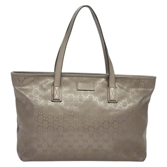 GUCCI GG Implementation Tote Bag PVC Beige Silver 211137 Auth sw1323