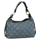 Salvatore Ferragamo Shoulder Bag Canvas Blue Gold Auth sw1326-1