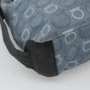 Salvatore Ferragamo Shoulder Bag Canvas Blue Gold Auth sw1326-11