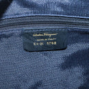 Salvatore Ferragamo Shoulder Bag Canvas Blue Gold Auth sw1326-14