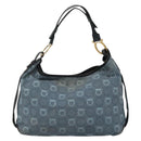 Salvatore Ferragamo Shoulder Bag Canvas Blue Gold Auth sw1326-2