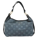 Salvatore Ferragamo Shoulder Bag Canvas Blue Gold Auth sw1326-3