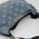 Salvatore Ferragamo Shoulder Bag Canvas Blue Gold Auth sw1326-6