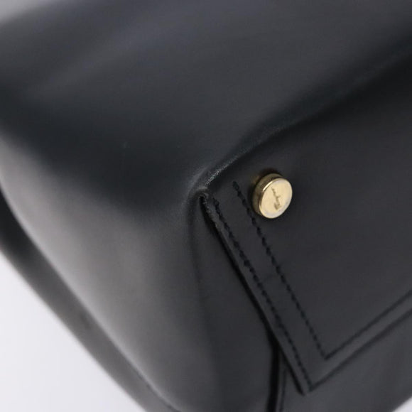 Salvatore Ferragamo Shoulder Bag Leather Navy Gold Auth sw1328