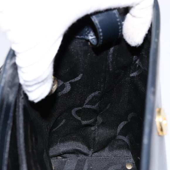 Salvatore Ferragamo Shoulder Bag Leather Navy Gold Auth sw1328