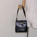 Salvatore Ferragamo Shoulder Bag Leather Navy Gold Auth sw1328-21