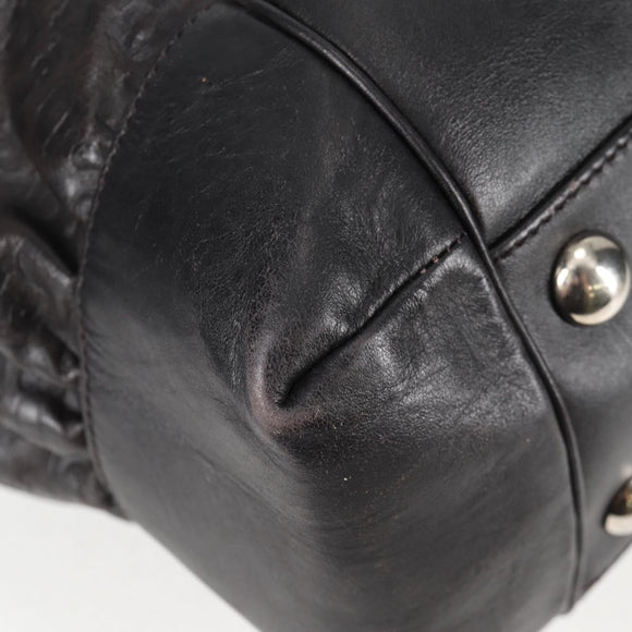 GUCCI Shoulder Bag Leather Black Silver 257290 Auth sw1329