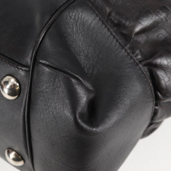 GUCCI Shoulder Bag Leather Black Silver 257290 Auth sw1329