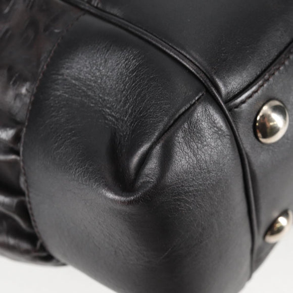 GUCCI Shoulder Bag Leather Black Silver 257290 Auth sw1329A