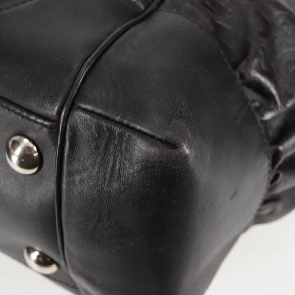 GUCCI Shoulder Bag Leather Black Silver 257290 Auth sw1329