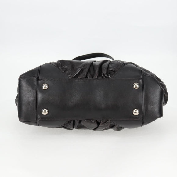 GUCCI Shoulder Bag Leather Black Silver 257290 Auth sw1329