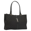 GUCCI GG Canvas Jackie Tote Bag Black Silver 002 1074 2123 Auth sw1339-1