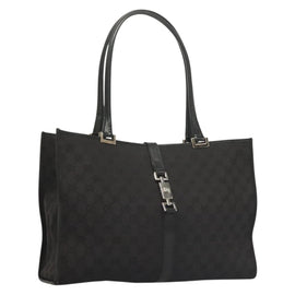 GUCCI GG Canvas Jackie Tote Bag Black Silver 002 1074 2123 Auth sw1339