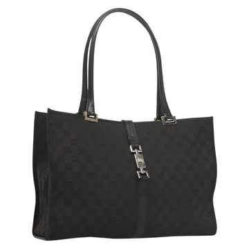 GUCCI GG Canvas Jackie Tote Bag Black Silver 002 1074 2123 Auth sw1339