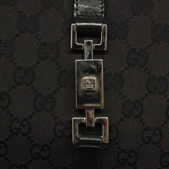 GUCCI GG Canvas Jackie Tote Bag Black Silver 002 1074 2123 Auth sw1339