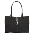 GUCCI GG Canvas Jackie Tote Bag Black Silver 002 1074 2123 Auth sw1339-2
