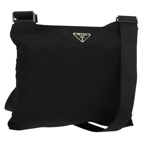PRADA Shoulder Bag Nylon Black Silver Auth sw1340