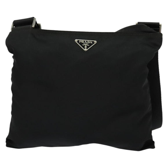 PRADA Shoulder Bag Nylon Black Silver Auth sw1340