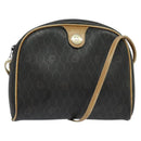 Christian Dior Honeycomb Canvas Shoulder Bag PVC Black Gold Auth sw1341-1