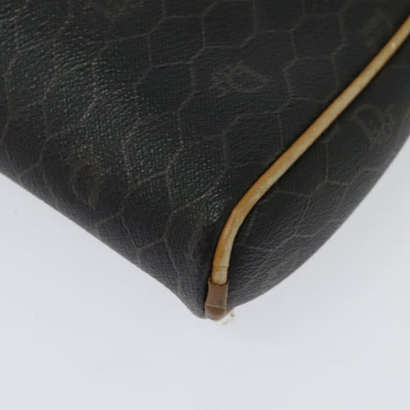 Christian Dior Honeycomb Canvas Shoulder Bag PVC Black Gold Auth sw1341