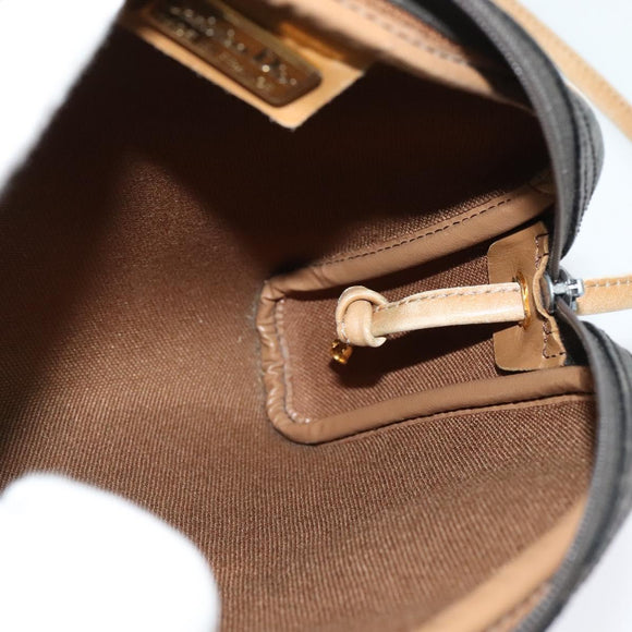 Christian Dior Honeycomb Canvas Shoulder Bag PVC Black Gold Auth sw1341