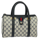 GUCCI GG Supreme Sherry Line Hand Bag PVC Navy Gold Red 40 02 006 Auth sw1342-1