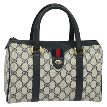 GUCCI GG Supreme Sherry Line Hand Bag PVC Navy Gold Red 40 02 006 Auth sw1342