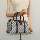 GUCCI GG Supreme Sherry Line Hand Bag PVC Navy Gold Red 40 02 006 Auth sw1342-21