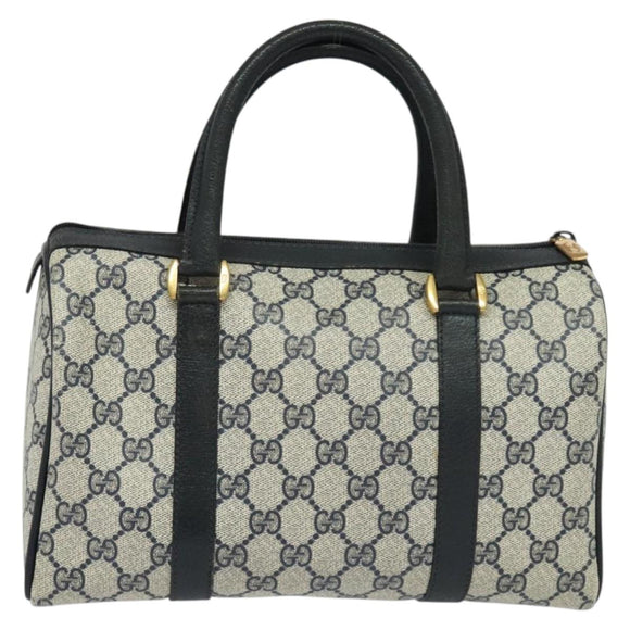 GUCCI GG Supreme Sherry Line Hand Bag PVC Navy Gold Red 40 02 006 Auth sw1342