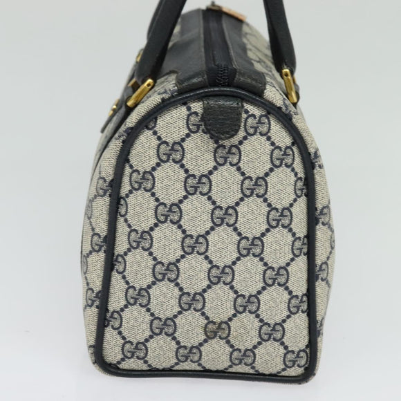 GUCCI GG Supreme Sherry Line Hand Bag PVC Navy Gold Red 40 02 006 Auth sw1342