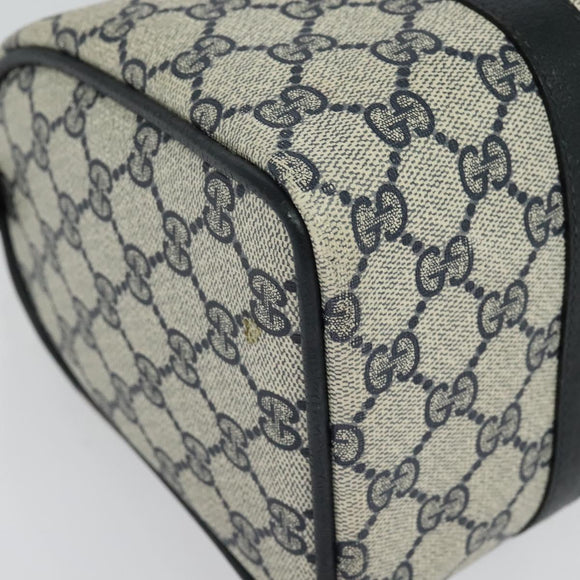 GUCCI GG Supreme Sherry Line Hand Bag PVC Navy Gold Red 40 02 006 Auth sw1342