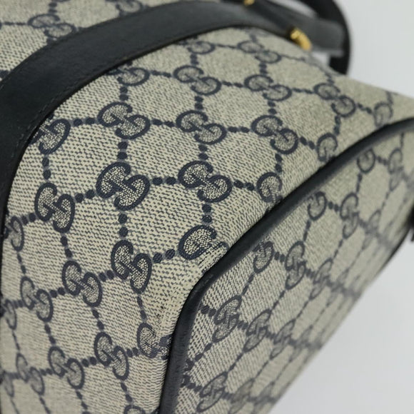 GUCCI GG Supreme Sherry Line Hand Bag PVC Navy Gold Red 40 02 006 Auth sw1342