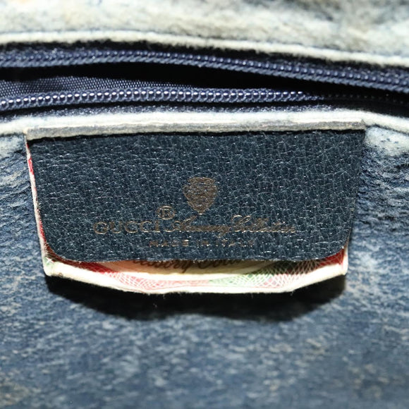 GUCCI GG Supreme Sherry Line Hand Bag PVC Navy Gold Red 40 02 006 Auth sw1342