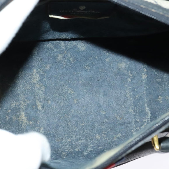 GUCCI GG Supreme Sherry Line Hand Bag PVC Navy Gold Red 40 02 006 Auth sw1342