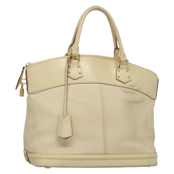 LOUIS VUITTON Suhari Lockit MM Handtasche Leder Weiß M91874 LV Auth sw1347