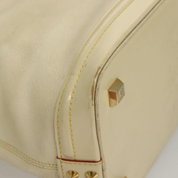 LOUIS VUITTON Suhari Lockit MM Hand Bag Leather White M91874 LV Auth sw1347