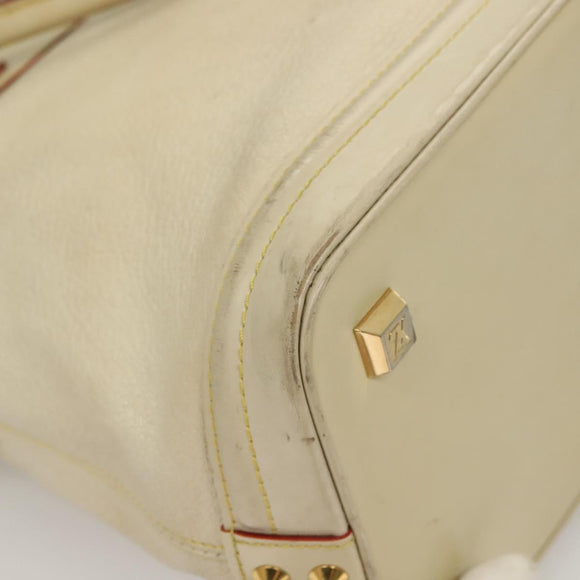 LOUIS VUITTON Suhari Lockit MM Hand Bag Leather White M91874 LV Auth sw1347